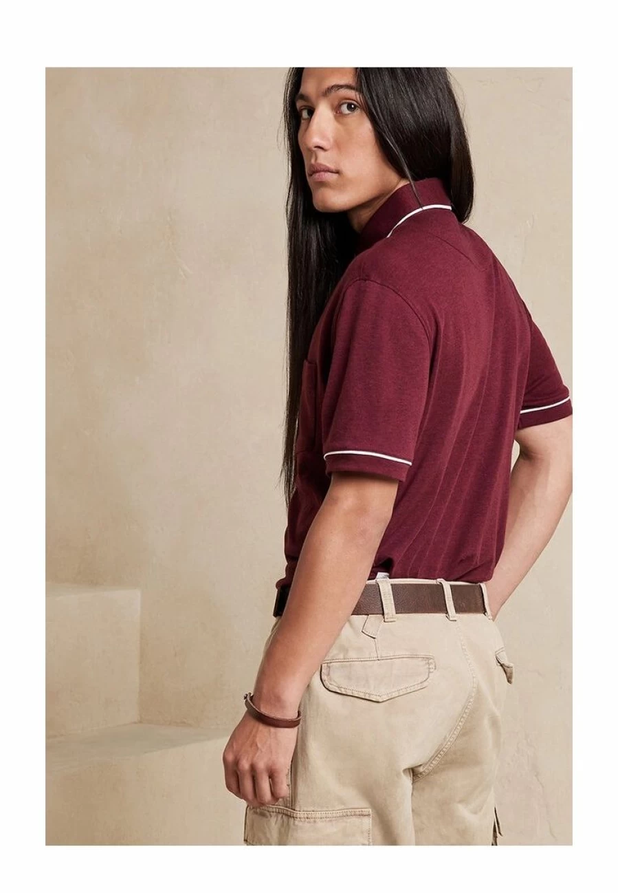 Banana Republic Luxury Solid Color Tipped Polo Shirt for Men