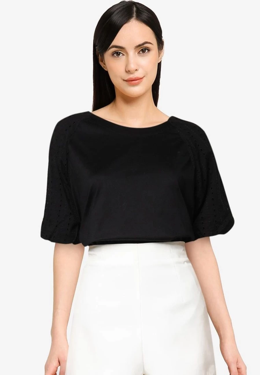 "Elegant Puffed Sleeve Embroidered Blouse for Women - Stylish Floral Top"