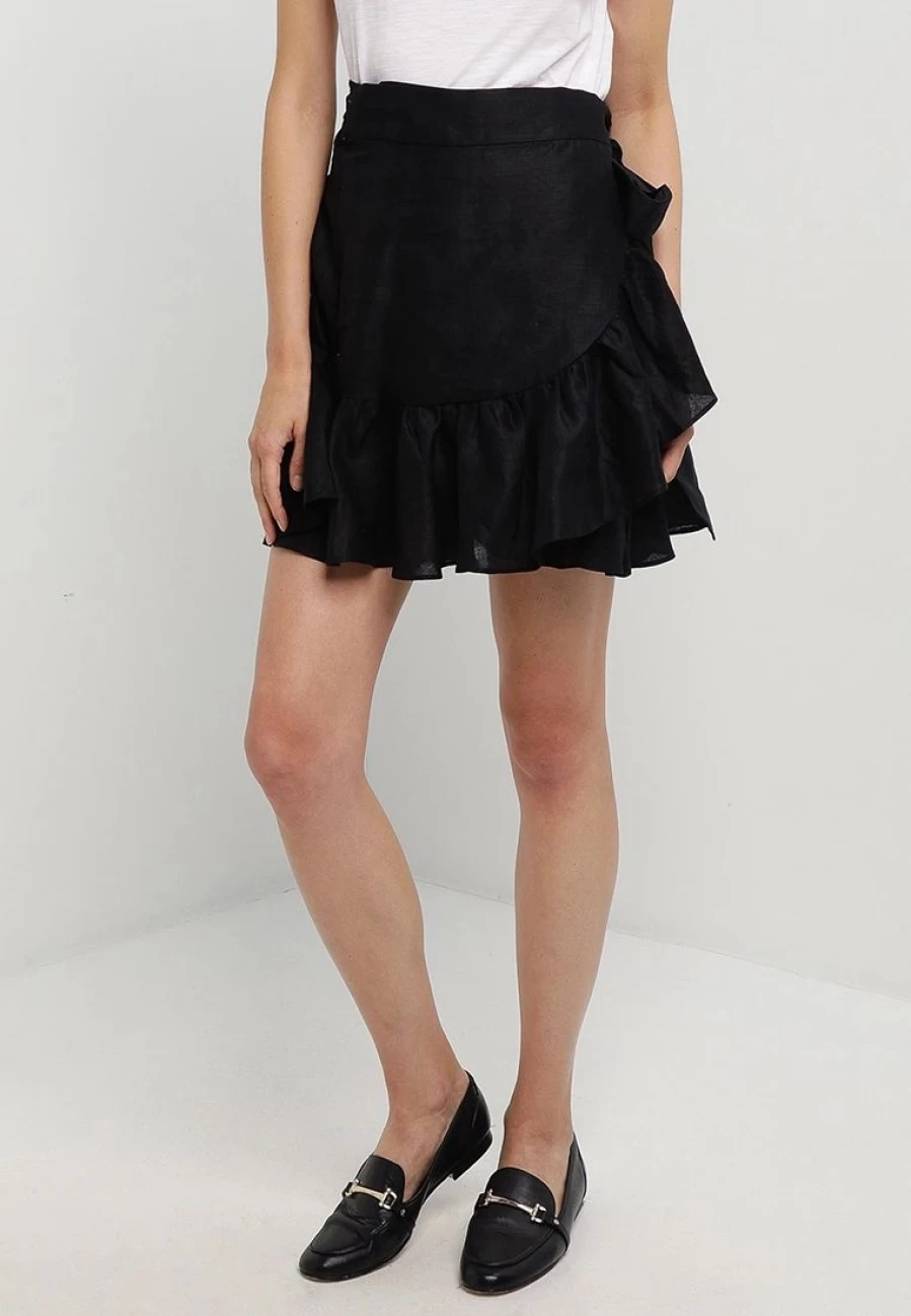 "Banana Republic Linen Wrap Mini Skirt with Belt"