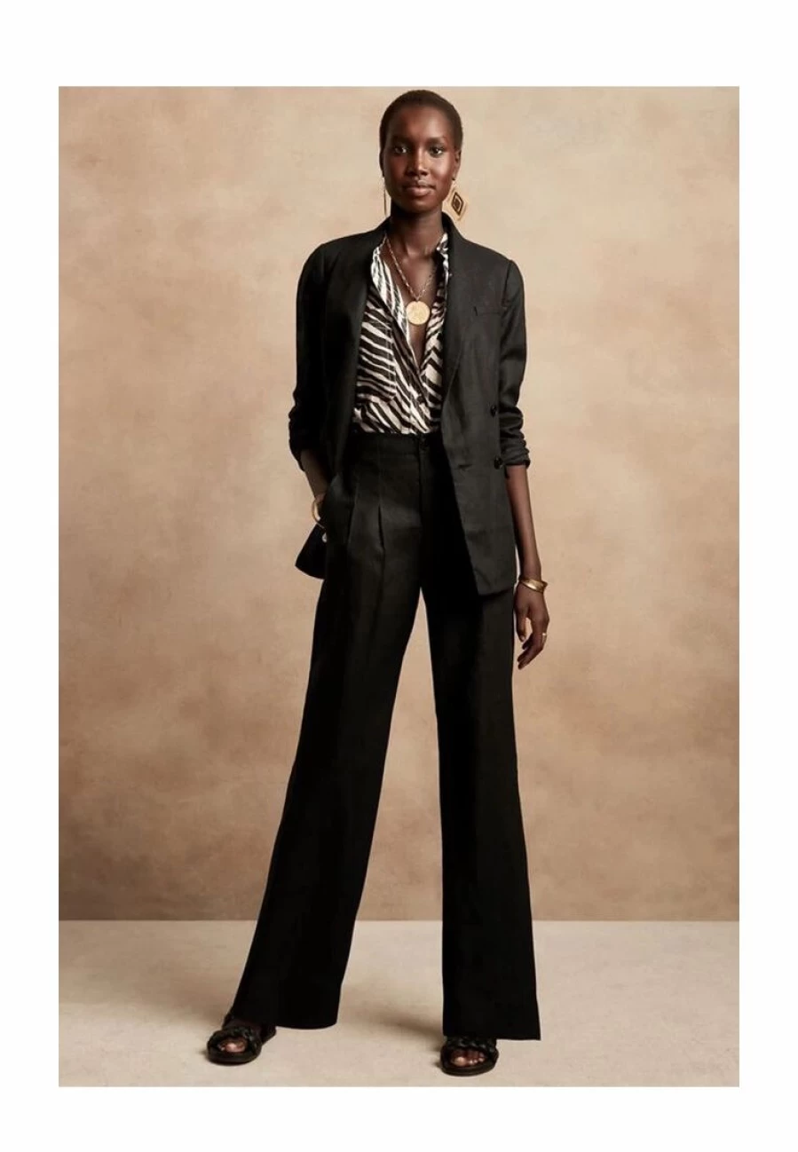 Banana Republic High-Rise Pleated Linen Wide-Leg Pants for Women