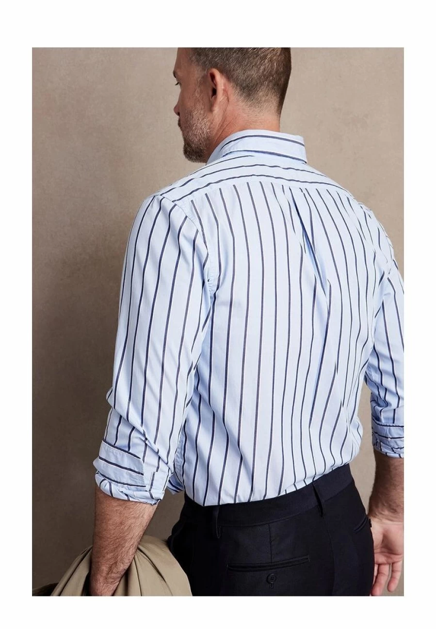 Luxe Poplin Blue Stripe Shirt by Banana Republic - Premium Striped Casual Wear
