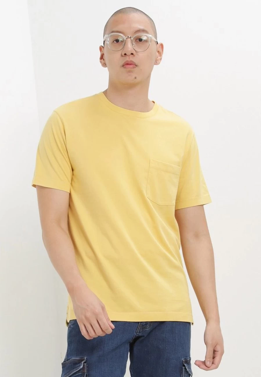 Banana Republic Premium Garment-Dyed Pocket Crewneck T-Shirt for Men - Soft Cotton Essential Top
