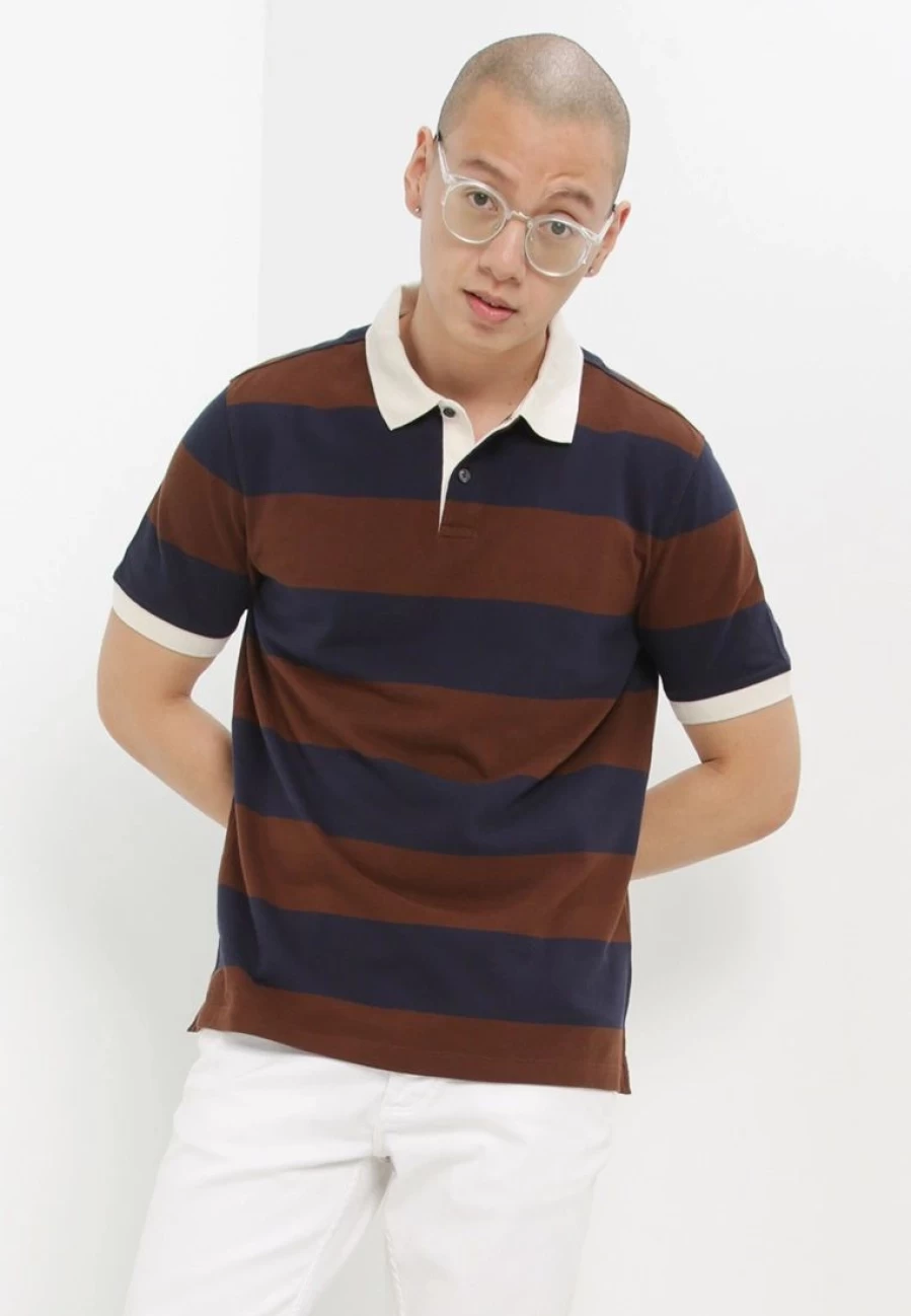 Banana Republic Men's Classic Rugby Stripe Pique Polo Shirt - Casual Slim Fit Cotton Top