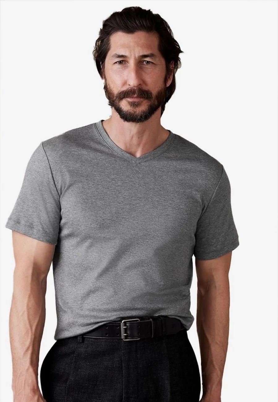 Luxury Solid V-Neck T-Shirt by Banana Republic for Men - Premium Cotton Crewneck Tee
