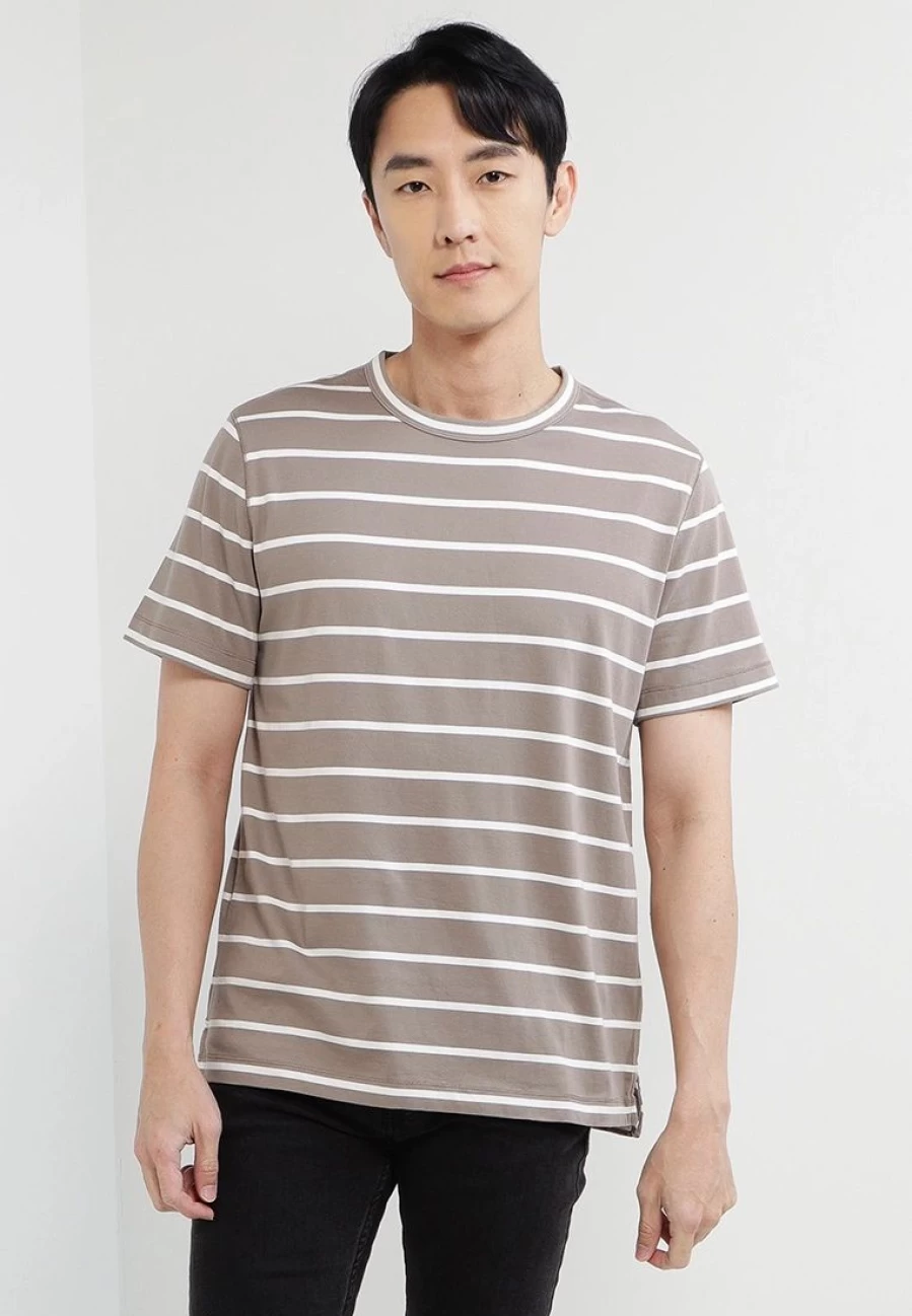 Banana Republic Men's Classic Signature Stripe Cotton T-Shirt - Casual Short Sleeve Top