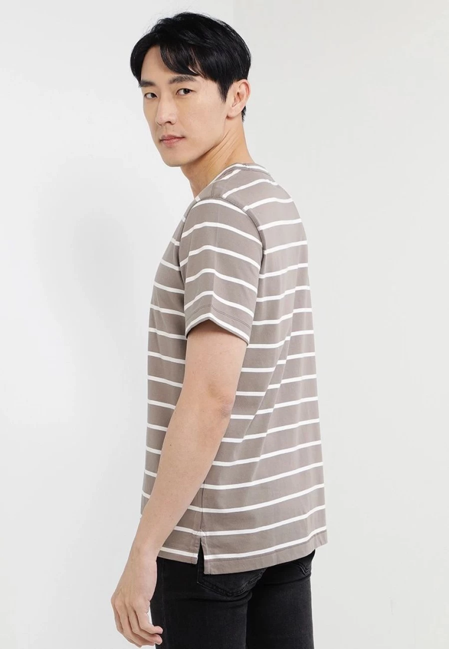 Banana Republic Men's Classic Signature Stripe Cotton T-Shirt - Casual Short Sleeve Top