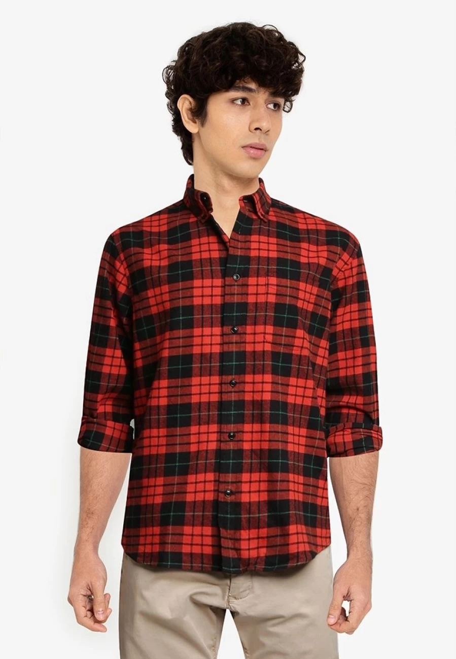 Banana Republic Organic Cotton Flannel Shirt for Men - Soft Plaid Button-Down Long Sleeve Top