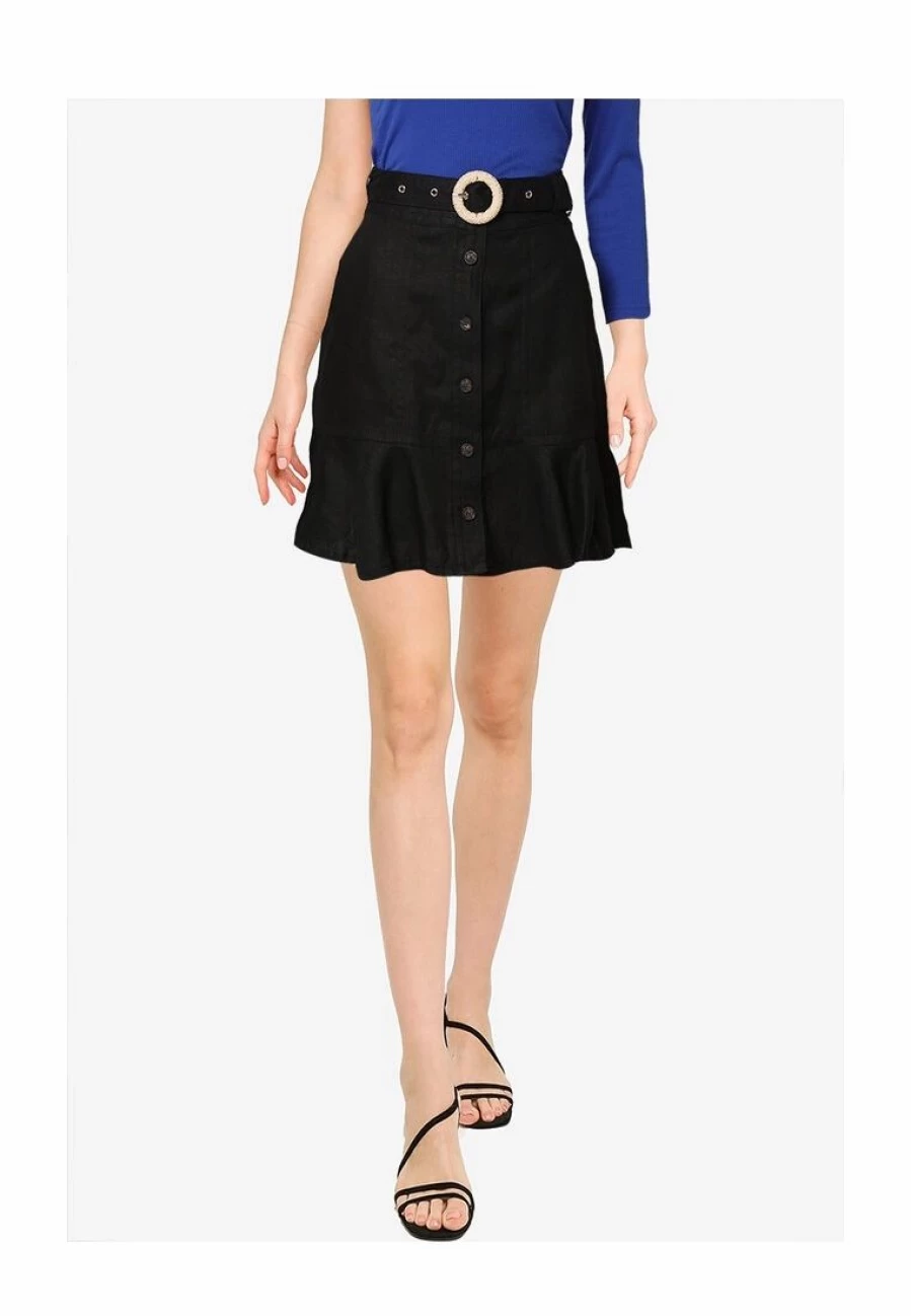 Flounce Hem Linen Mini Skirt - Lightweight Summer Skirt with Ruffled Detail
