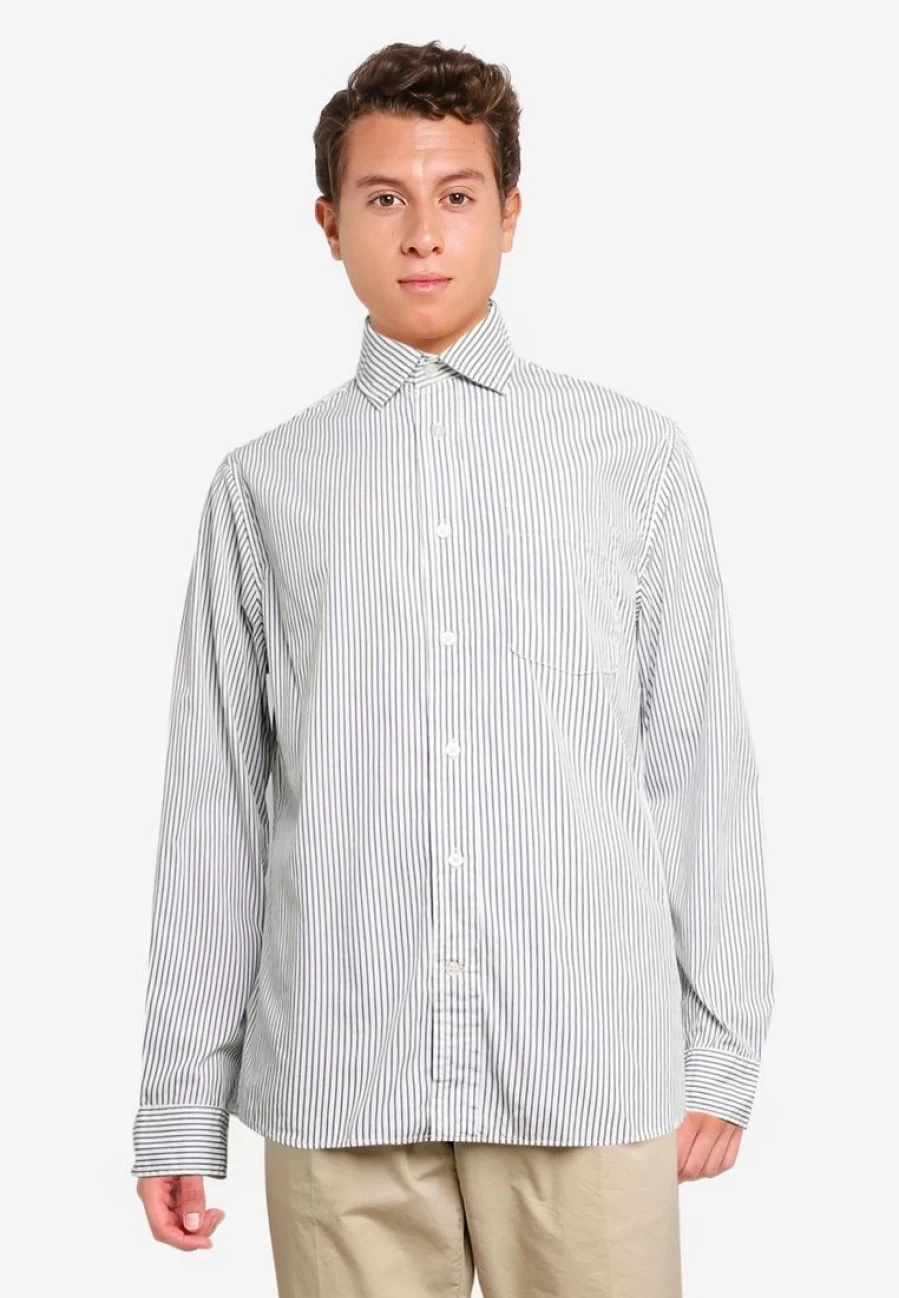Luxe Poplin Striped Shirt by Banana Republic - Untucked Casual Style