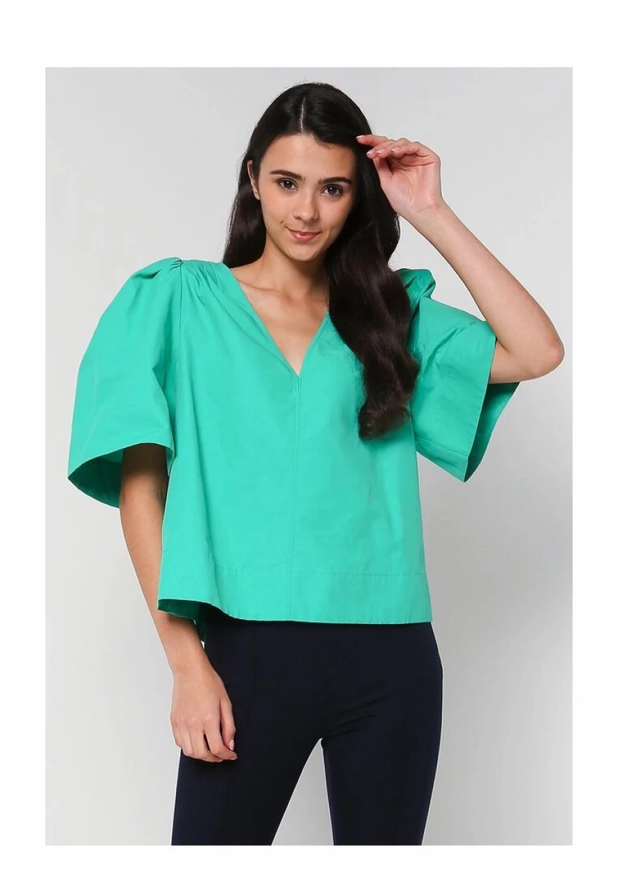 Architectural Puff Sleeve Blouse with Unique Design for Women