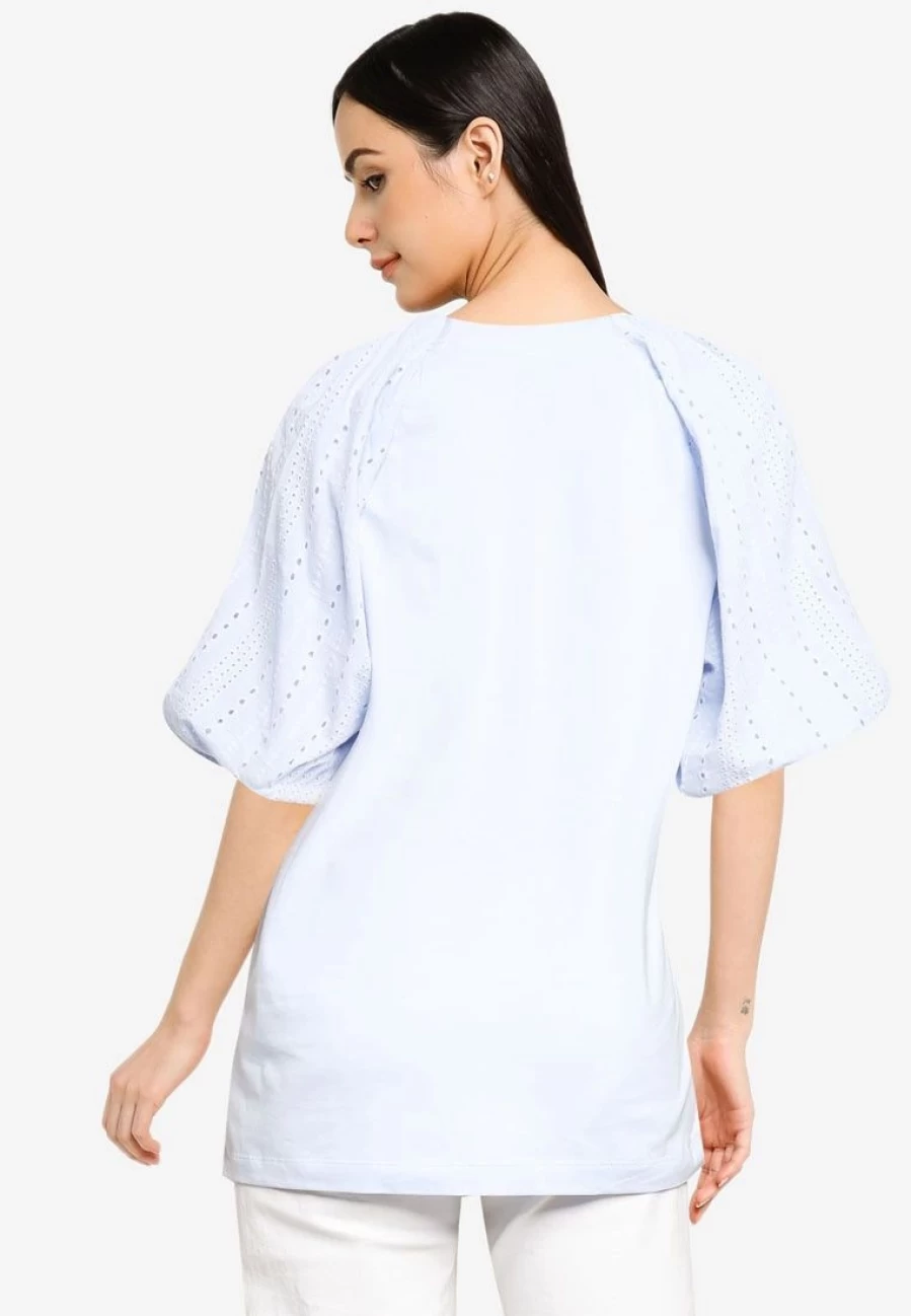 "Elegant Puffed Sleeve Embroidered Blouse for Women"