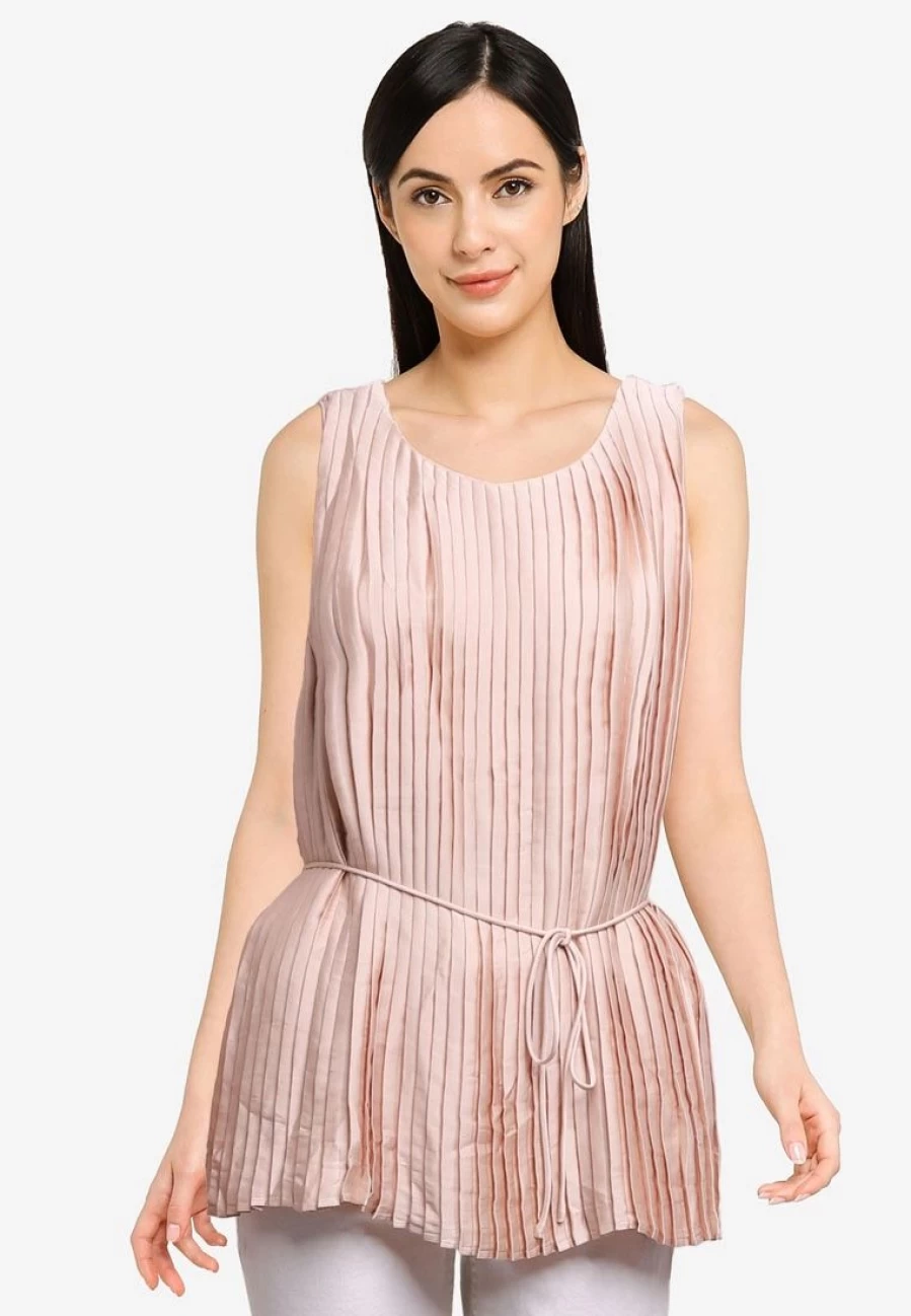 "Banana Republic Women's Belted Pleated Blouse - Elegant Casual Tunic Top"