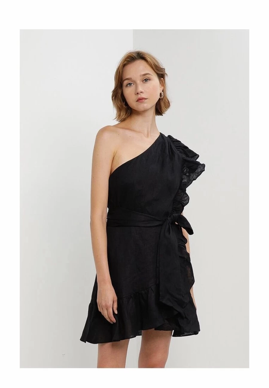 Banana Republic Off-Shoulder Ruffled Linen Mini Dress