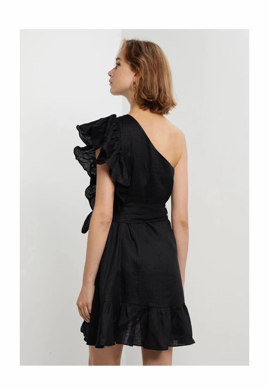 Banana Republic Off-Shoulder Ruffled Linen Mini Dress