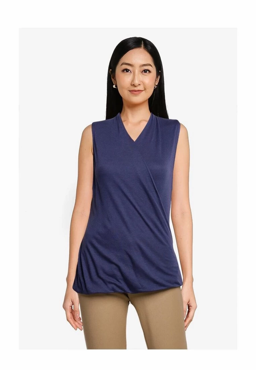 Women's Tencel Wrap Top - Sleeveless Casual Blouse for Summer