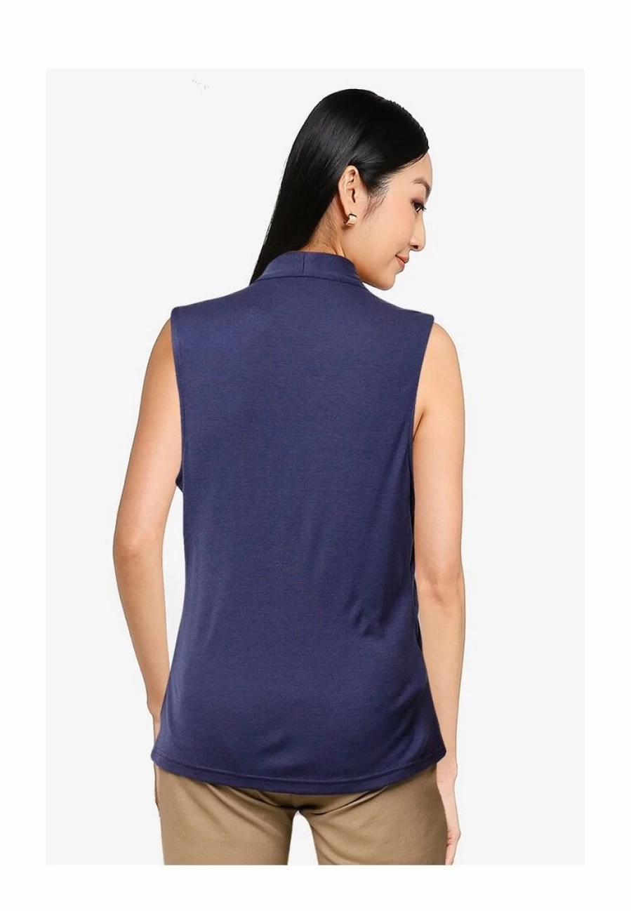 Women's Tencel Wrap Top - Sleeveless Casual Blouse for Summer