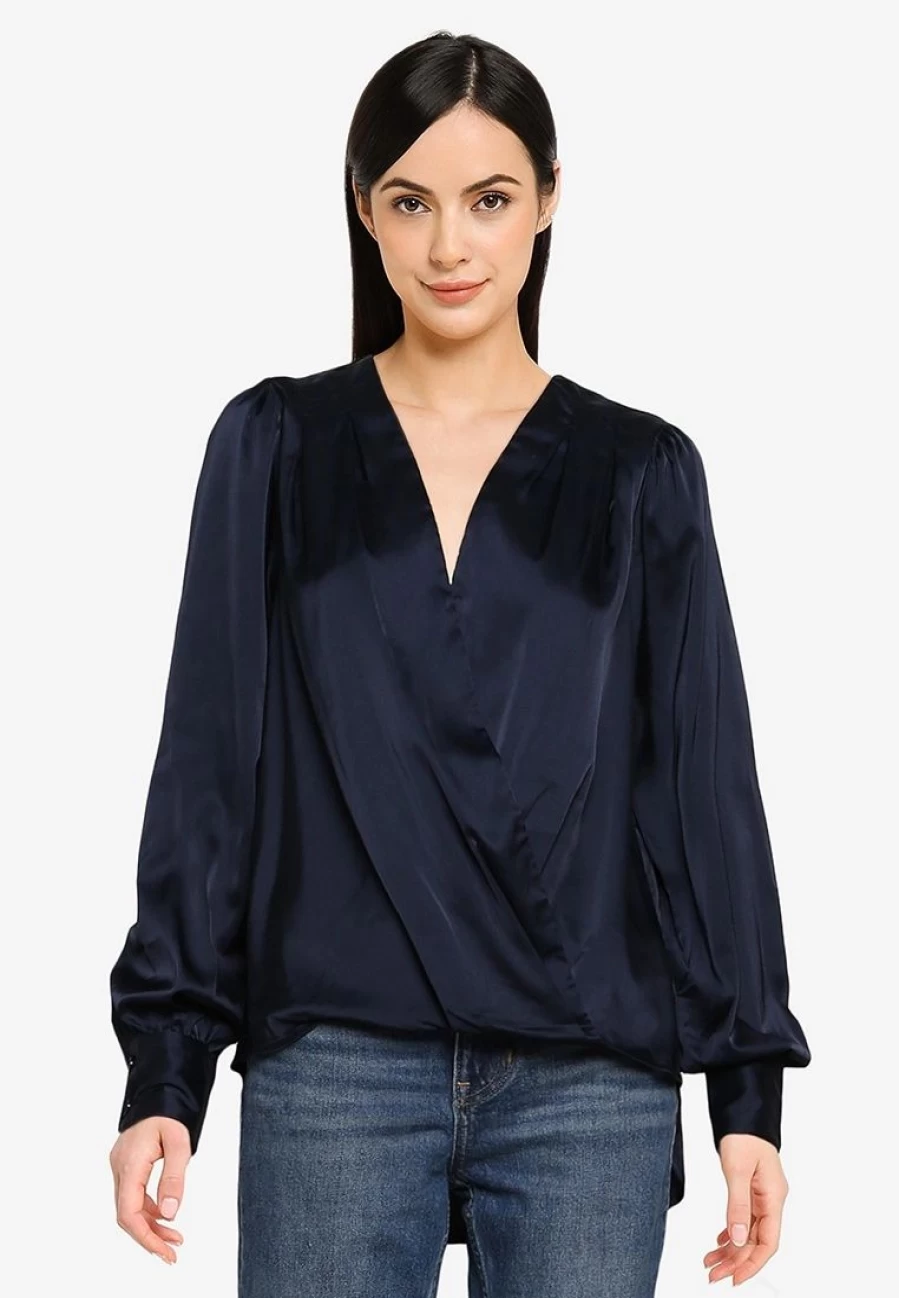 Banana Republic Wrap Front V-Neck Long Sleeve Tunic Top