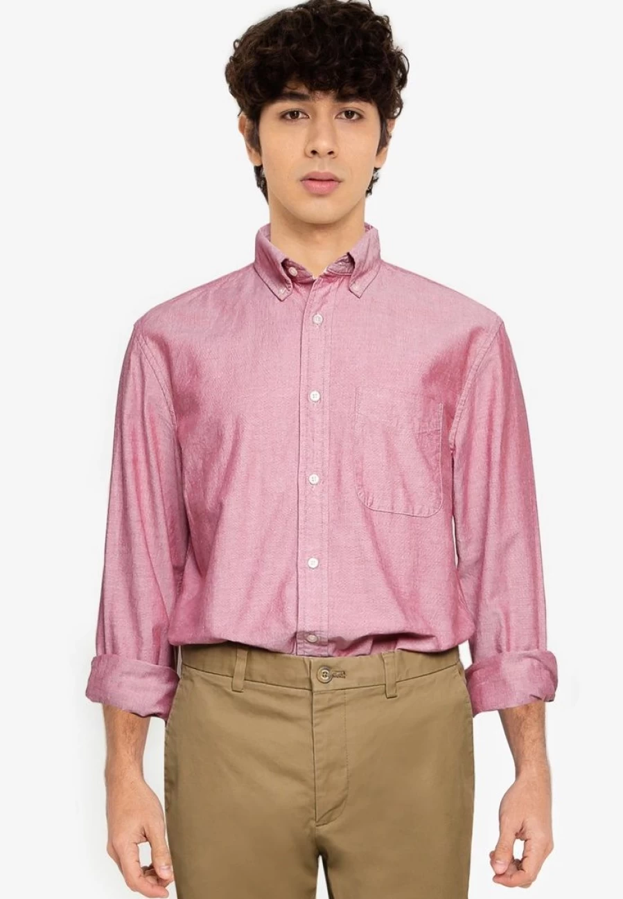Men's Slim-Fit Long Sleeve Oxford Shirt - Classic Casual Button-Down for Business & Leisure
