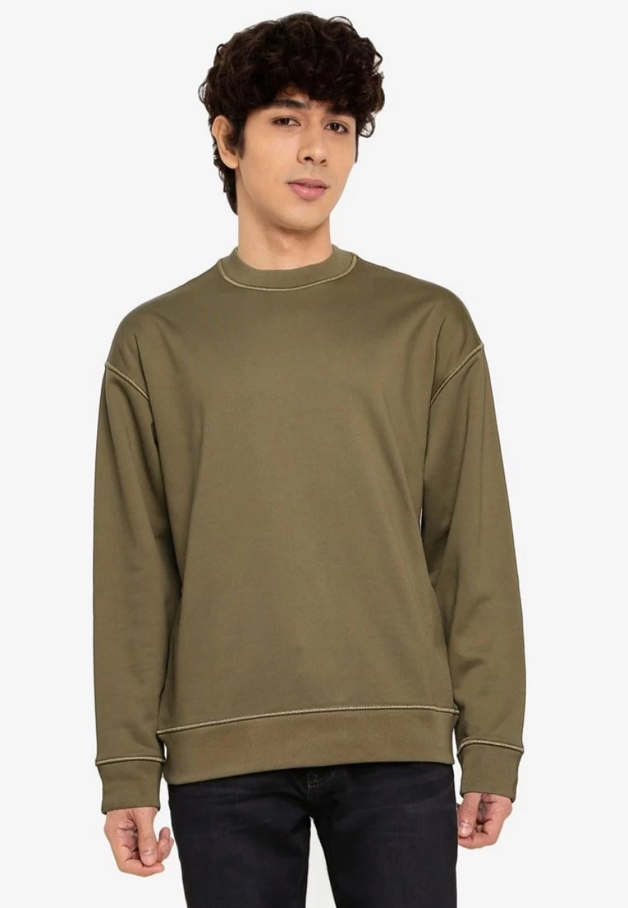 Relaxed Essential Terry Sweatshirt for Men - Soft Cotton Blend Comfort Fit Casual Pullover