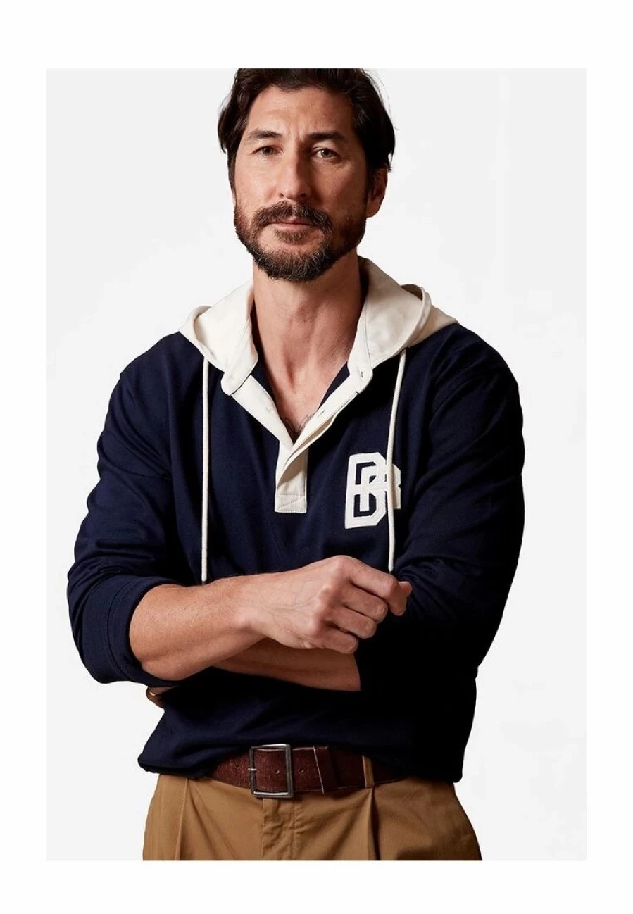 Banana Republic Men's Long Sleeve Rugby Hoodie - Classic Pullover with Hood