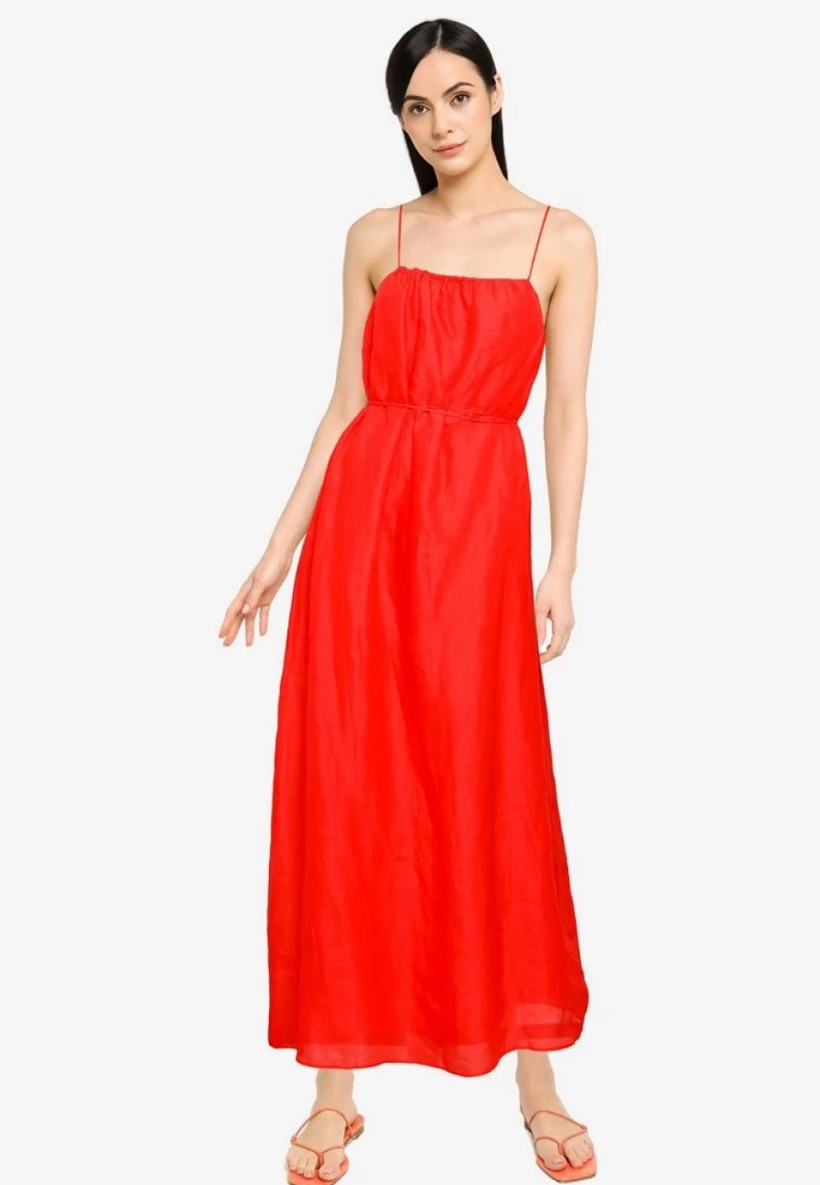 Strappy Shirred A-Line Maxi Dress by Banana Republic - Flowy Summer Dress with Adjustable Straps