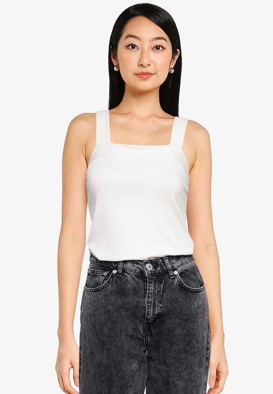 "Banana Republic Square Neck Cross Back Ribbed Tank Top for Women"