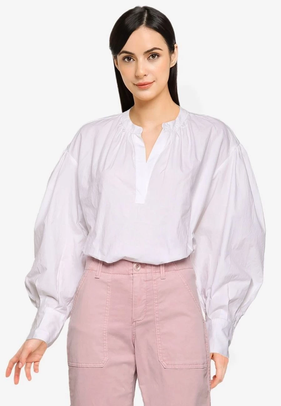 Banana Republic Long Sleeve Poplin Blouse with Voluminous Sleeve Detail
