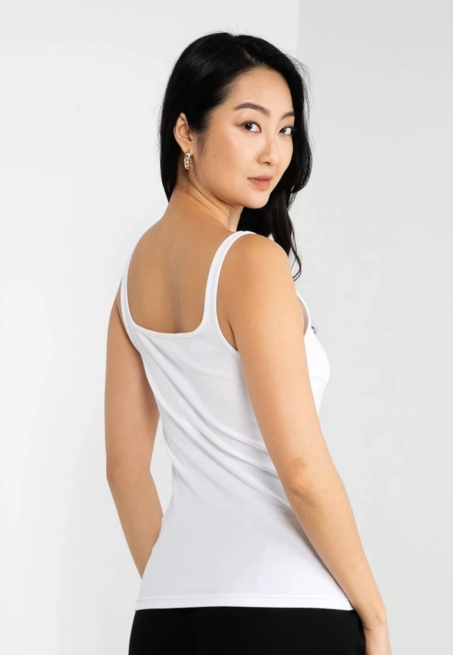 "Banana Republic Ribbed Square Neck Tank Top for Women - Soft Stretch Casual Slim Fit Sleeveless Shirt"