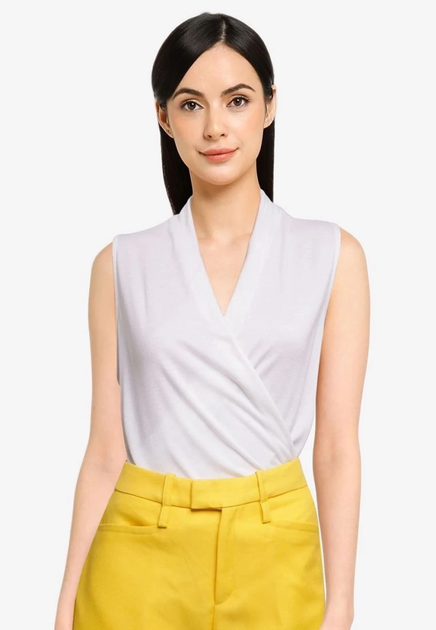 Women's Tencel Wrap Top - Sleeveless Casual Blouse for Summer