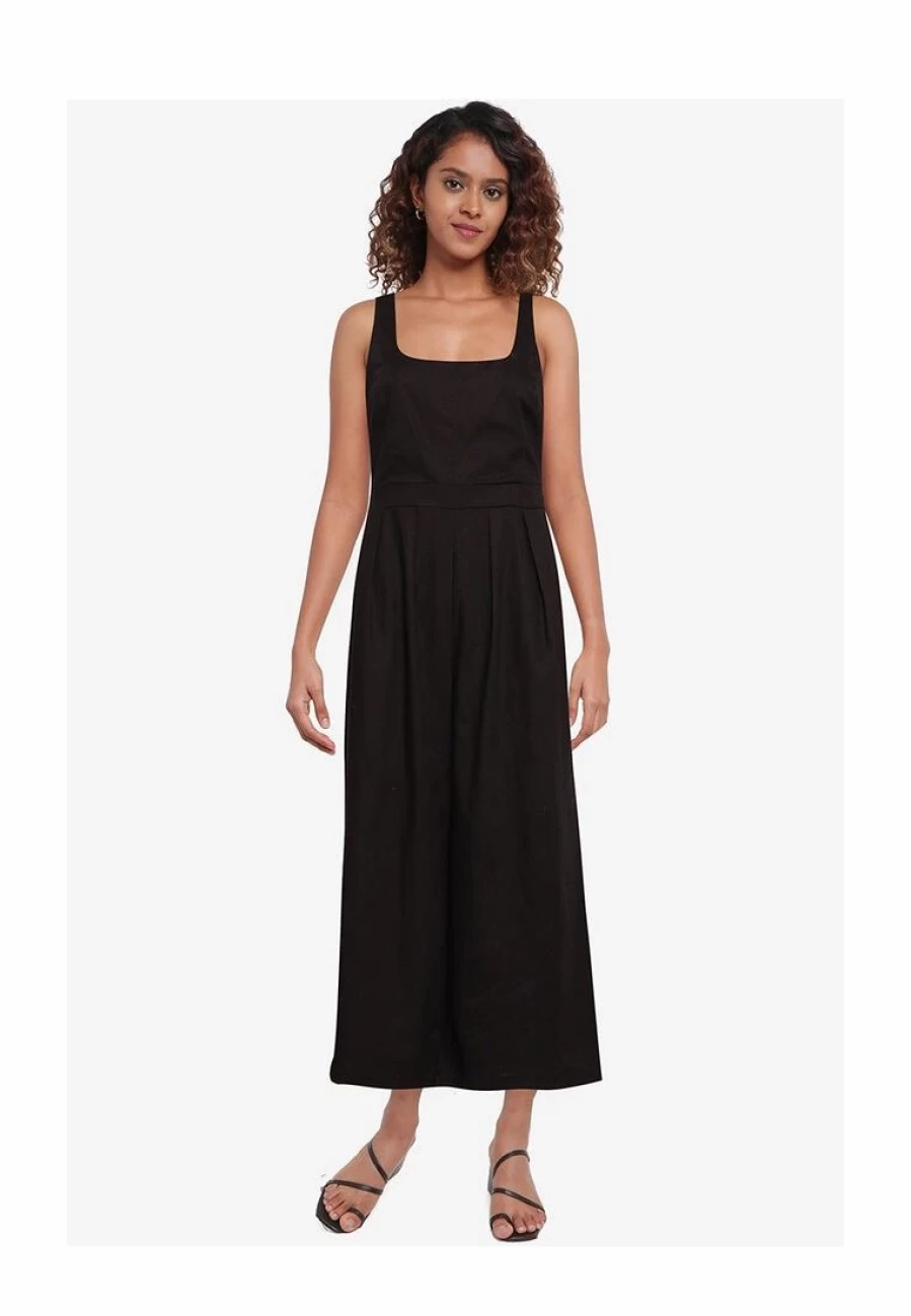 Linen Sleeveless Square Neck Jumpsuit – Casual Summer Romper for Women