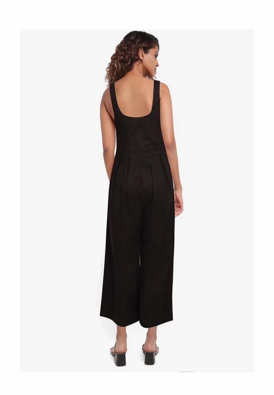 Linen Sleeveless Square Neck Jumpsuit – Casual Summer Romper for Women