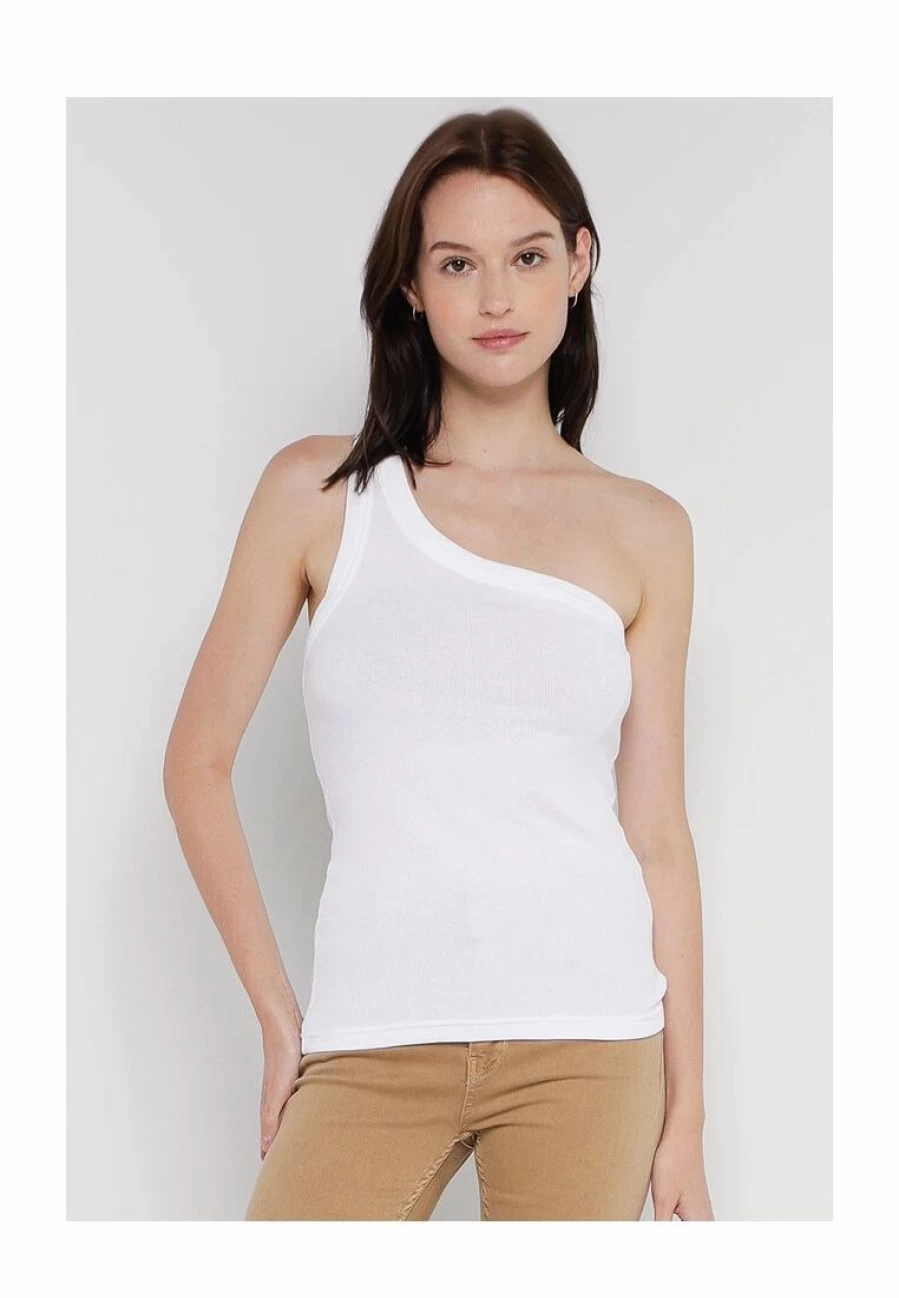 One Shoulder Cotton Rib Top by Banana Republic
