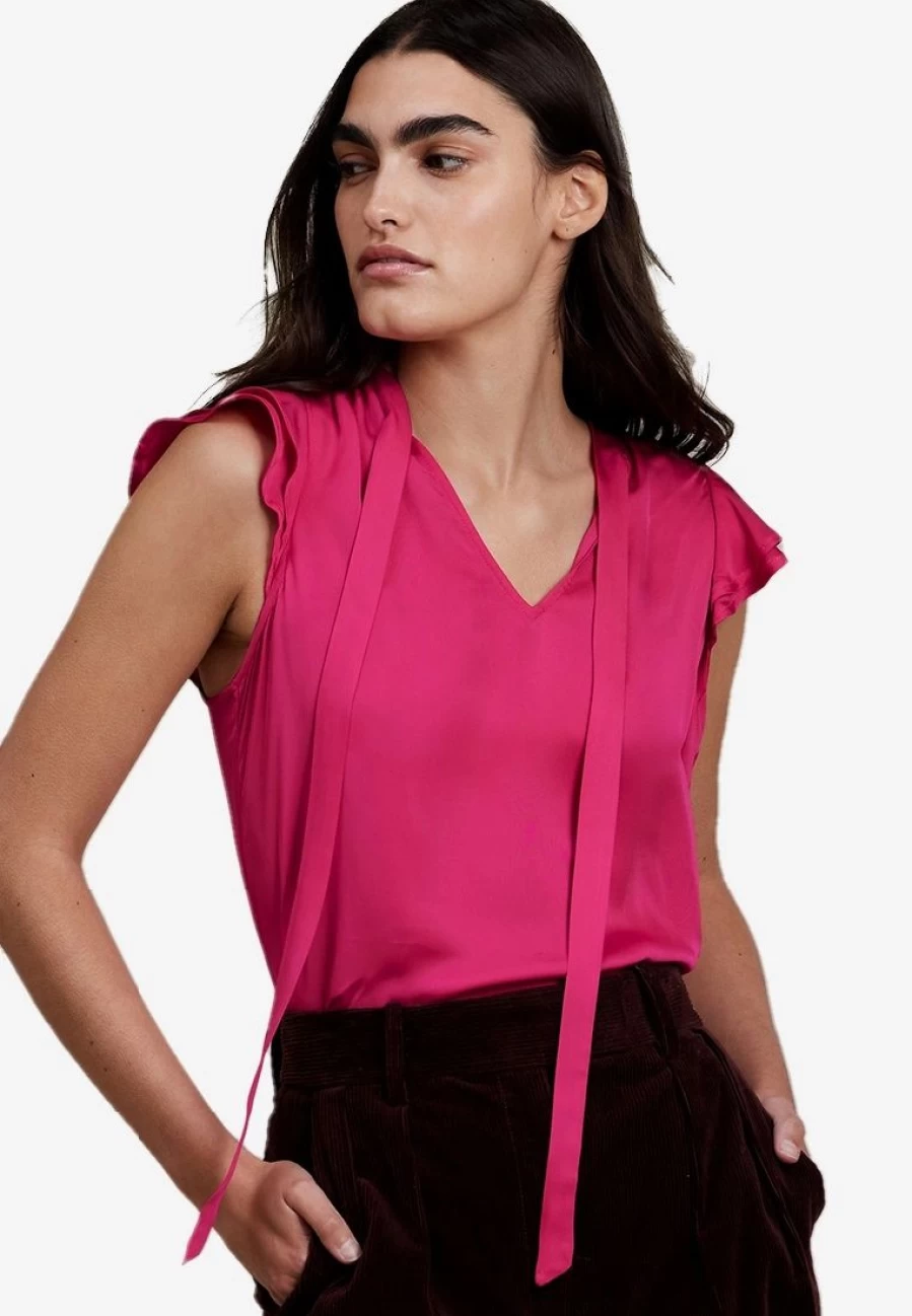 "Banana Republic Women's Tie Neck Blouse - Elegant Sleeve Top for Office Wear"