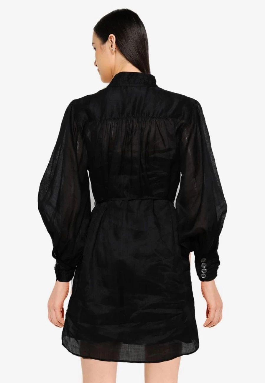 Banana Republic Long Sleeve Popover Shirtdress Mini Dress in Ramie Fabric