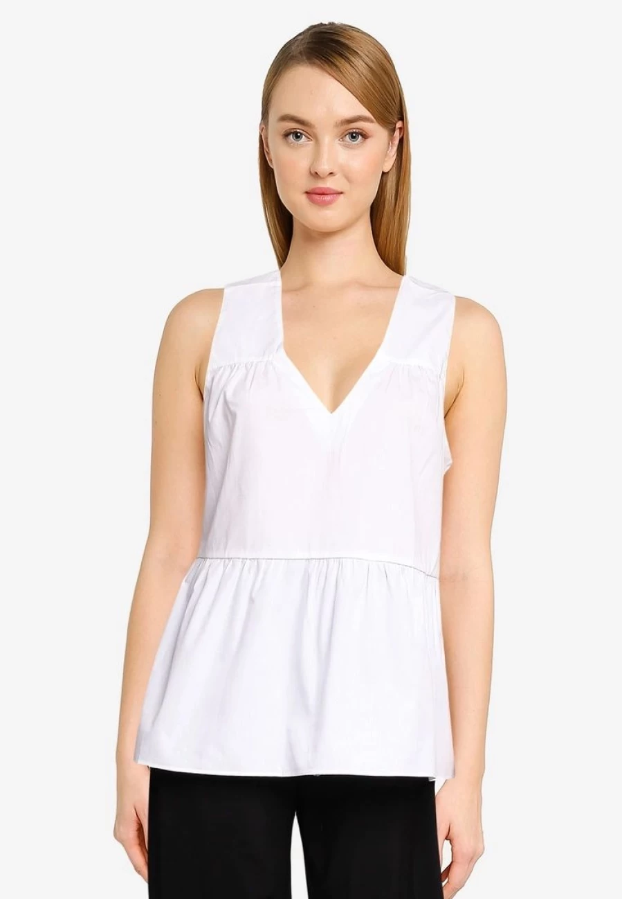 "Stylish Tiered Poplin Blouse for Women - Elegant Casual Top"