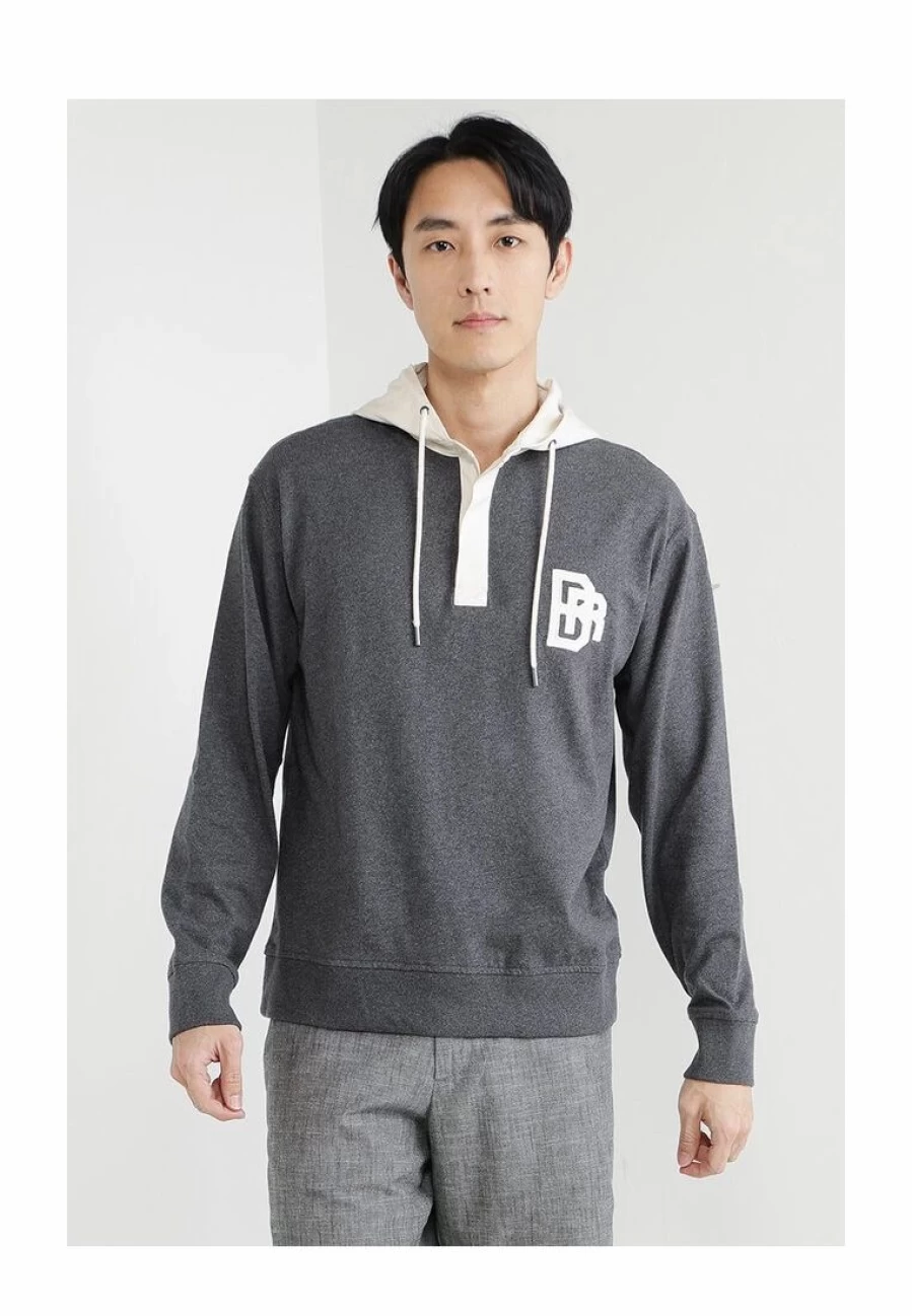 Men's Long Sleeve Rugby Hoodie - Premium Cotton Blend Pullover with Classic Athletic Stripes