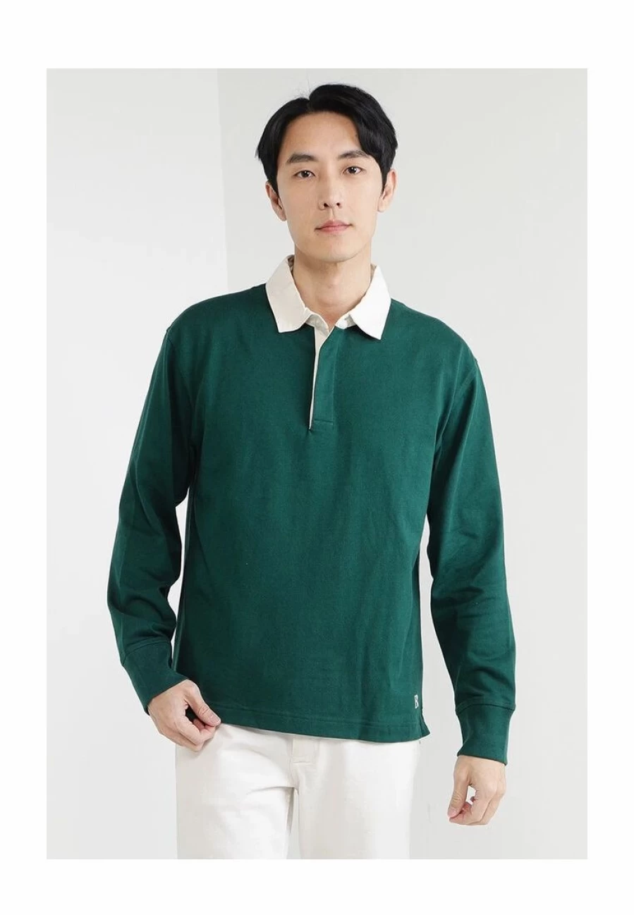 Men's Premium Long Sleeve Rugby Polo Shirt - Heavy Jersey Fabric - Classic Casual Style