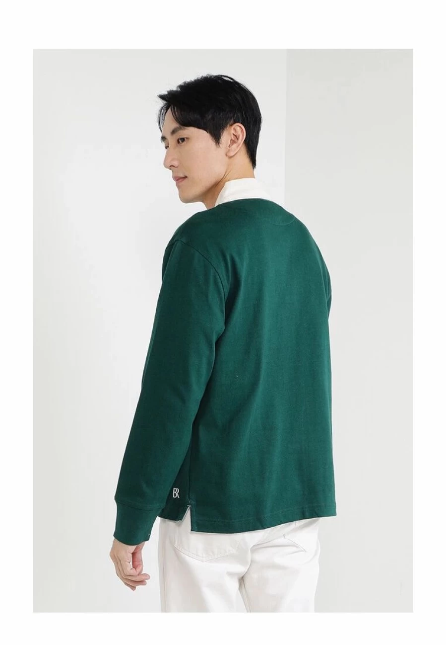 Men's Premium Long Sleeve Rugby Polo Shirt - Heavy Jersey Fabric - Classic Casual Style