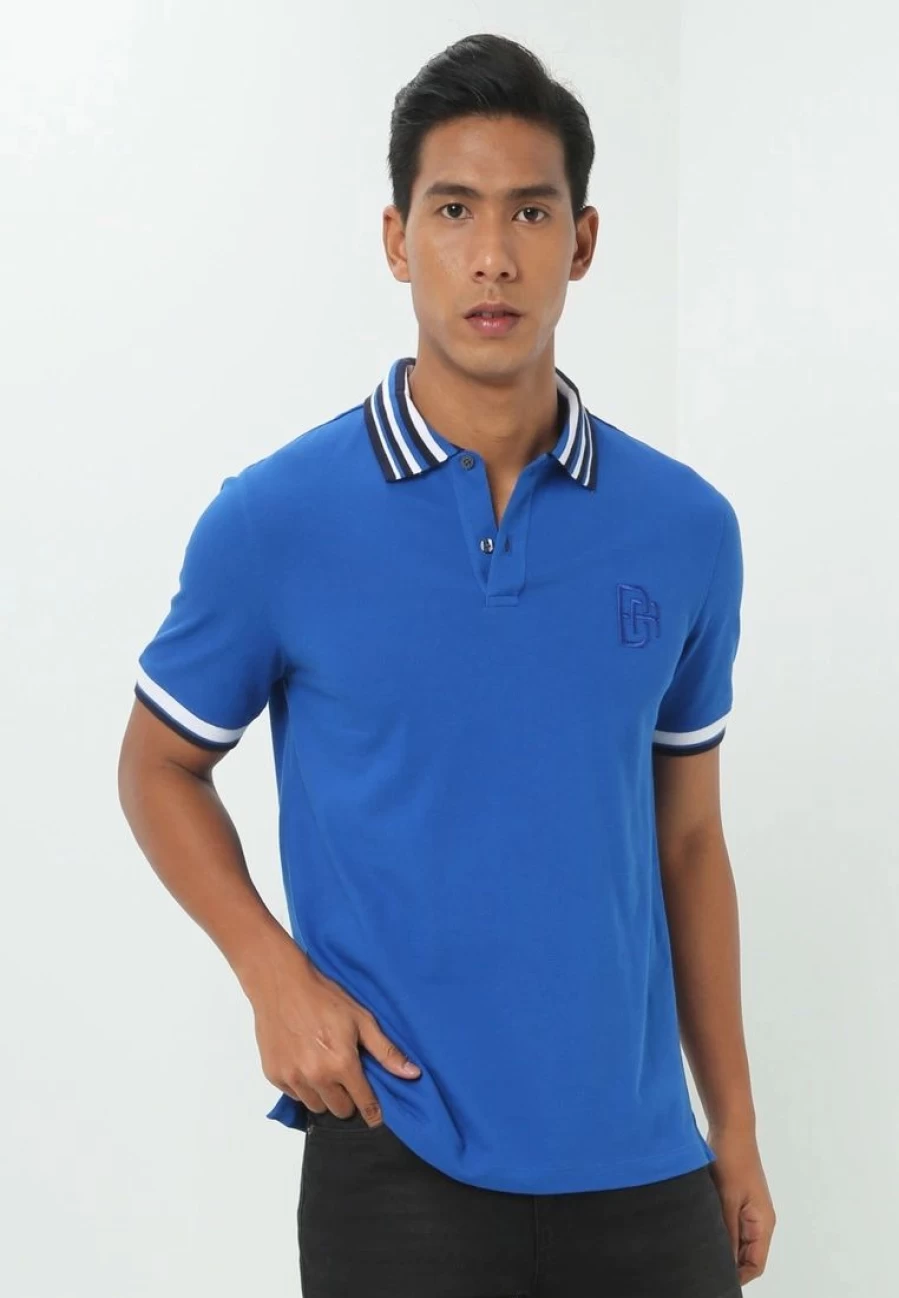 Relaxed Fit Striped Pique Polo Shirt for Men - Comfortable Flat Knit Design