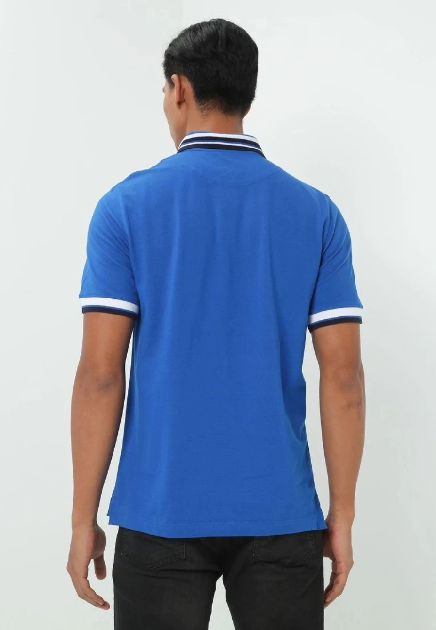 Relaxed Fit Striped Pique Polo Shirt for Men - Comfortable Flat Knit Design