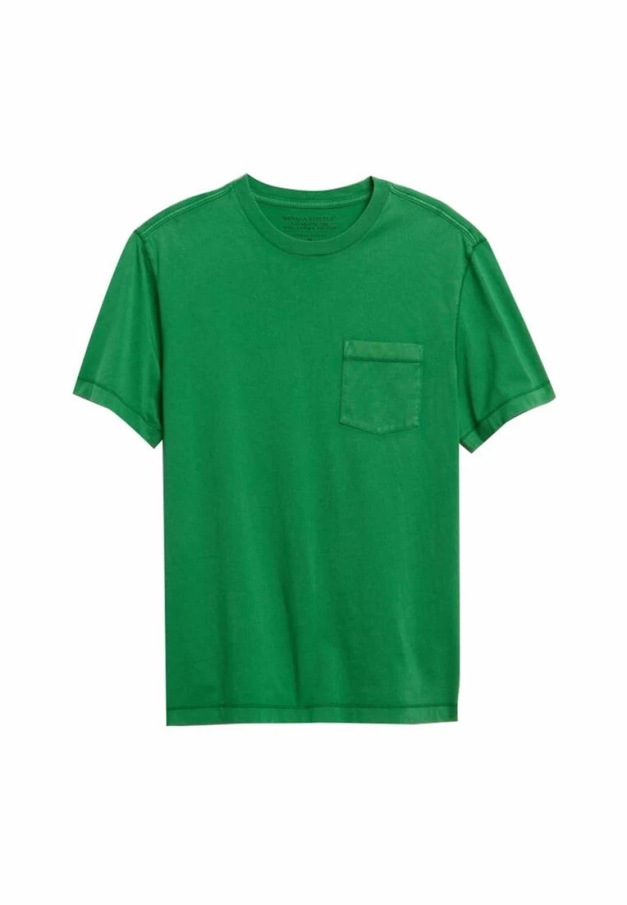 Banana Republic Premium Garment-Dyed Pocket T-Shirt for Men - Soft Cotton Crewneck Tee