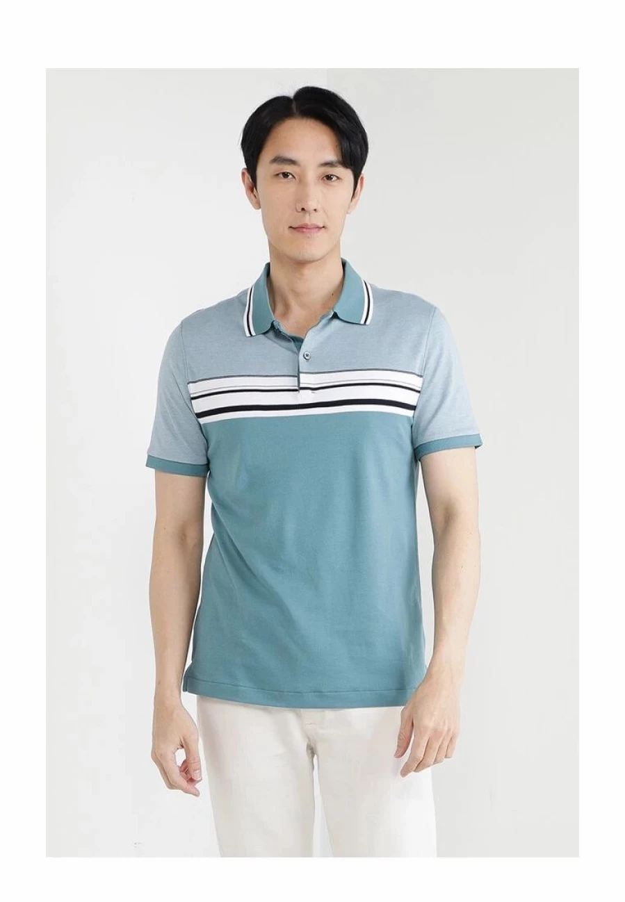 Banana Republic Men's Luxury Striped Polo Shirt - Classic Fit, Breathable Fabric