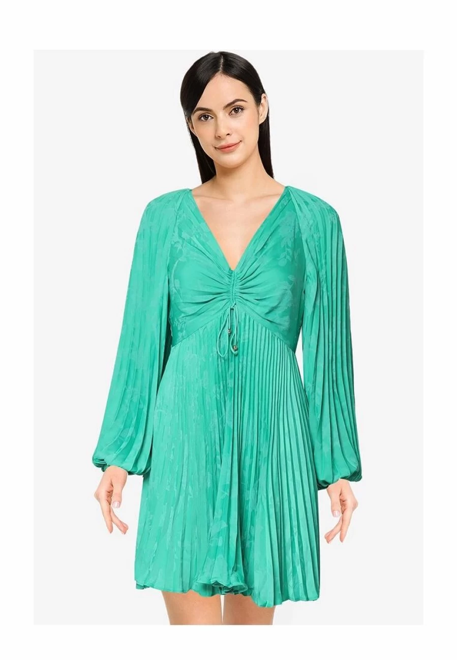 Elegant Pleated Mini Dress with Long Sleeves for Women